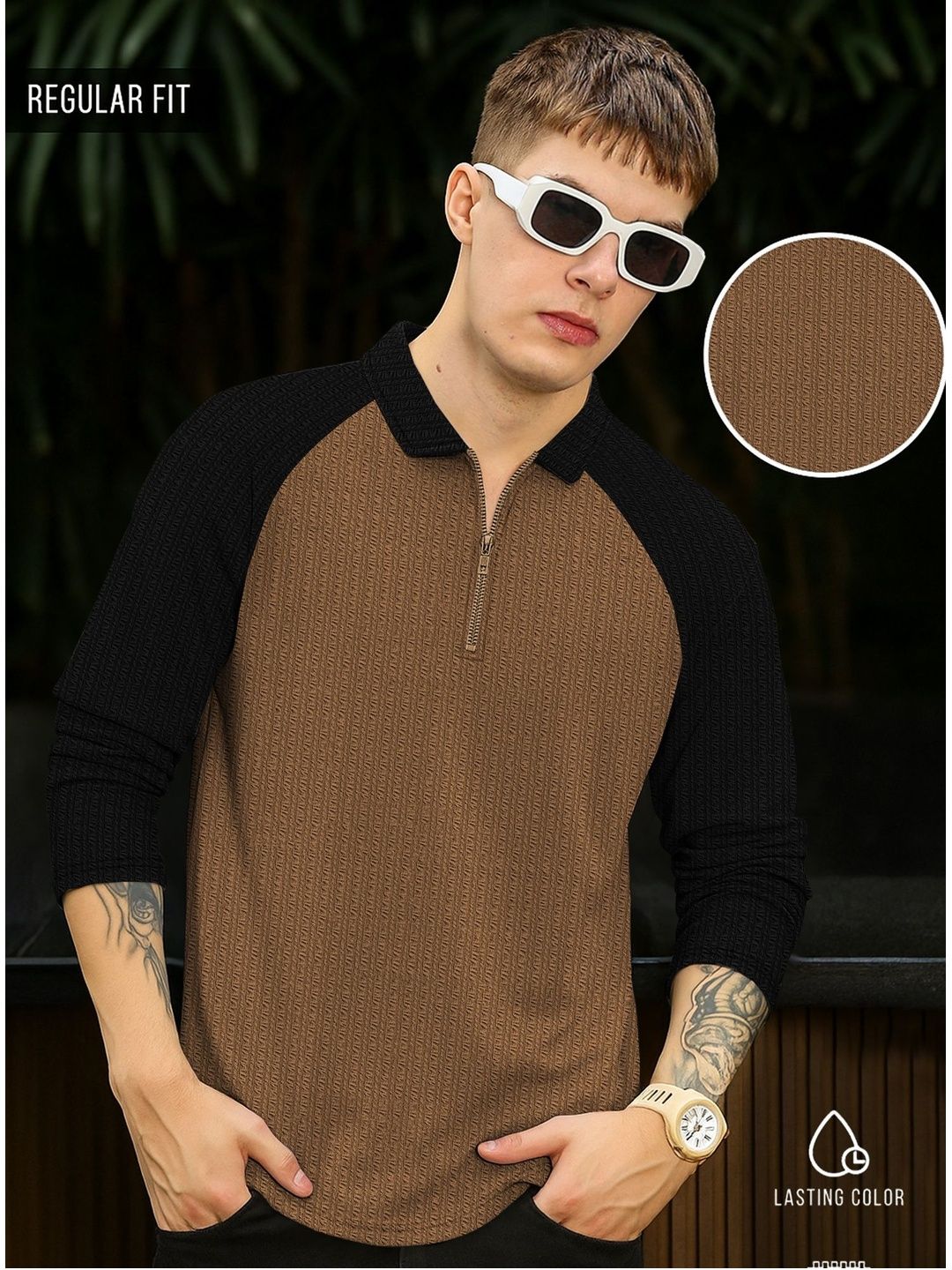 SZN Men Colourblocked Polo Collar T-shirt