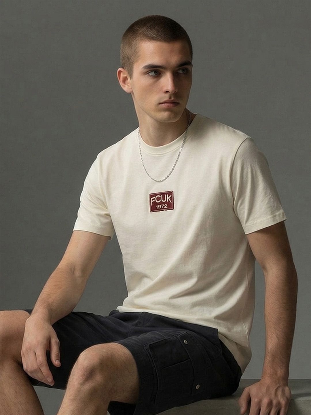 FCUK Brand Logo Printed Cotton T-shirt