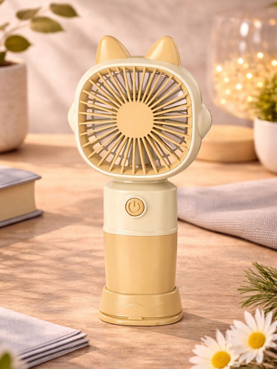 MZ MZ Beige Handheld 5 Blades Mini Fan