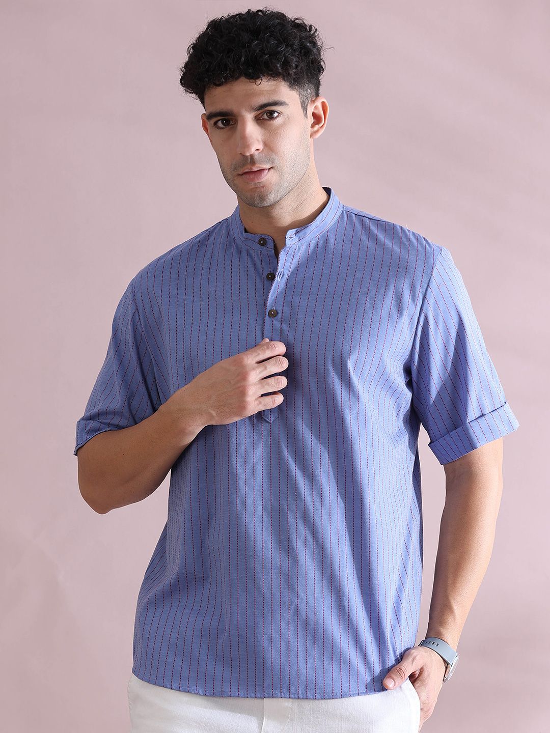FILORI STUDIO Men Striped Dobby Kurta