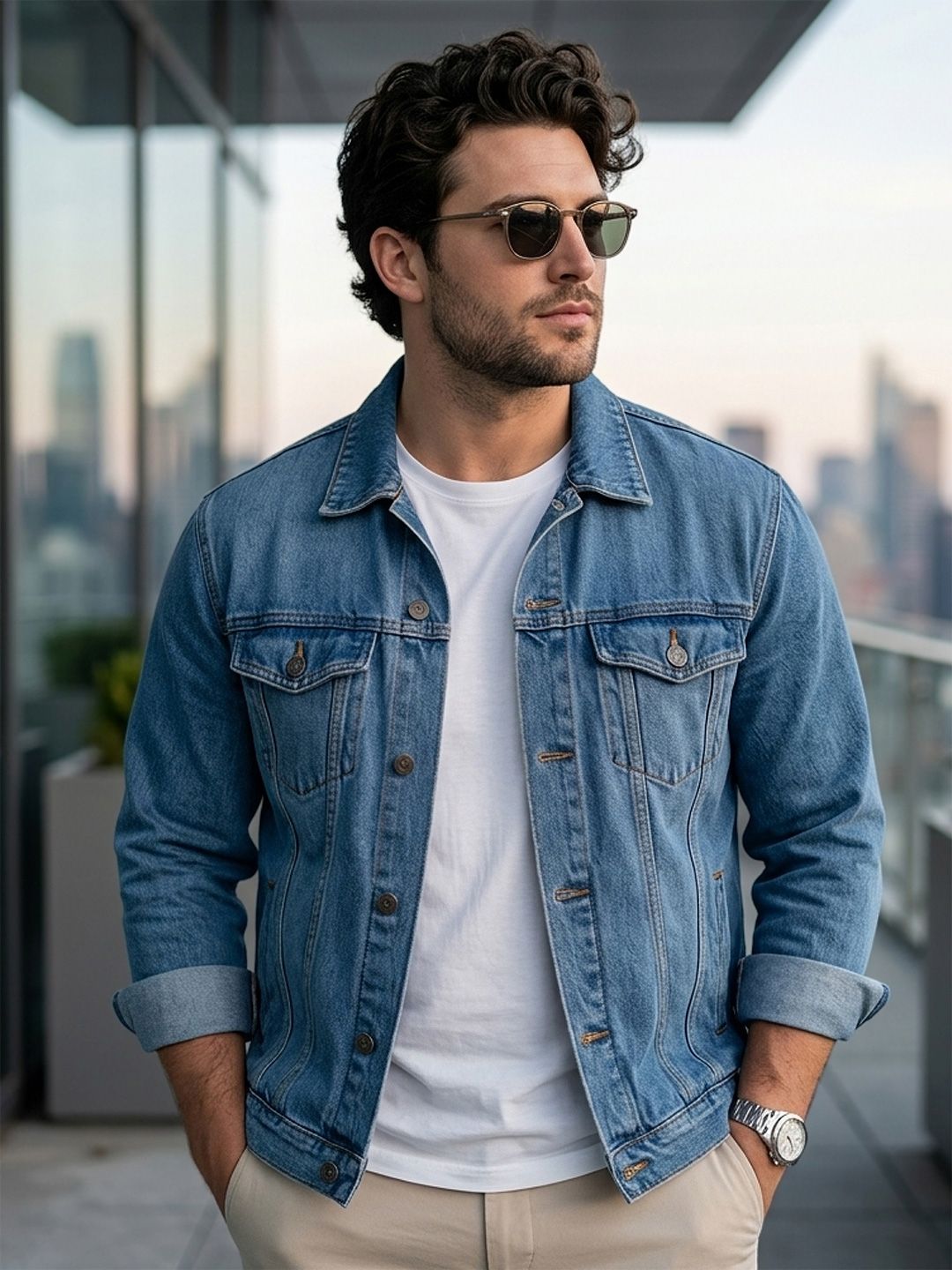 Urbano Plus Men Washed Regular Fit Denim Jacket