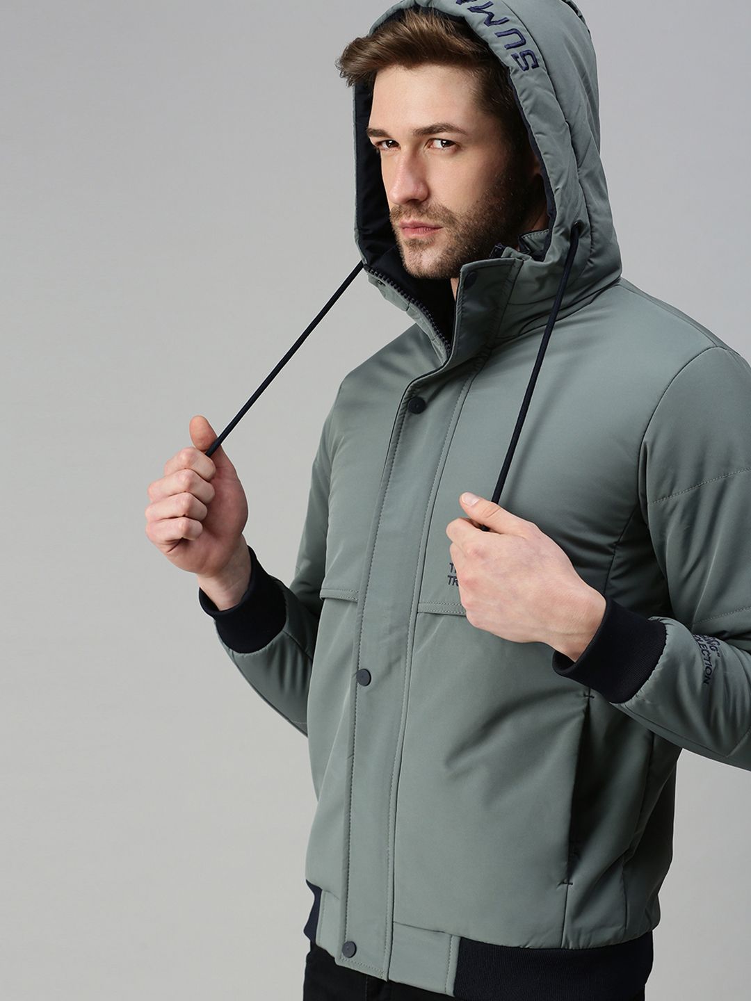 SHOWOFFFF Men Typography Lightweight Puffer Jacket