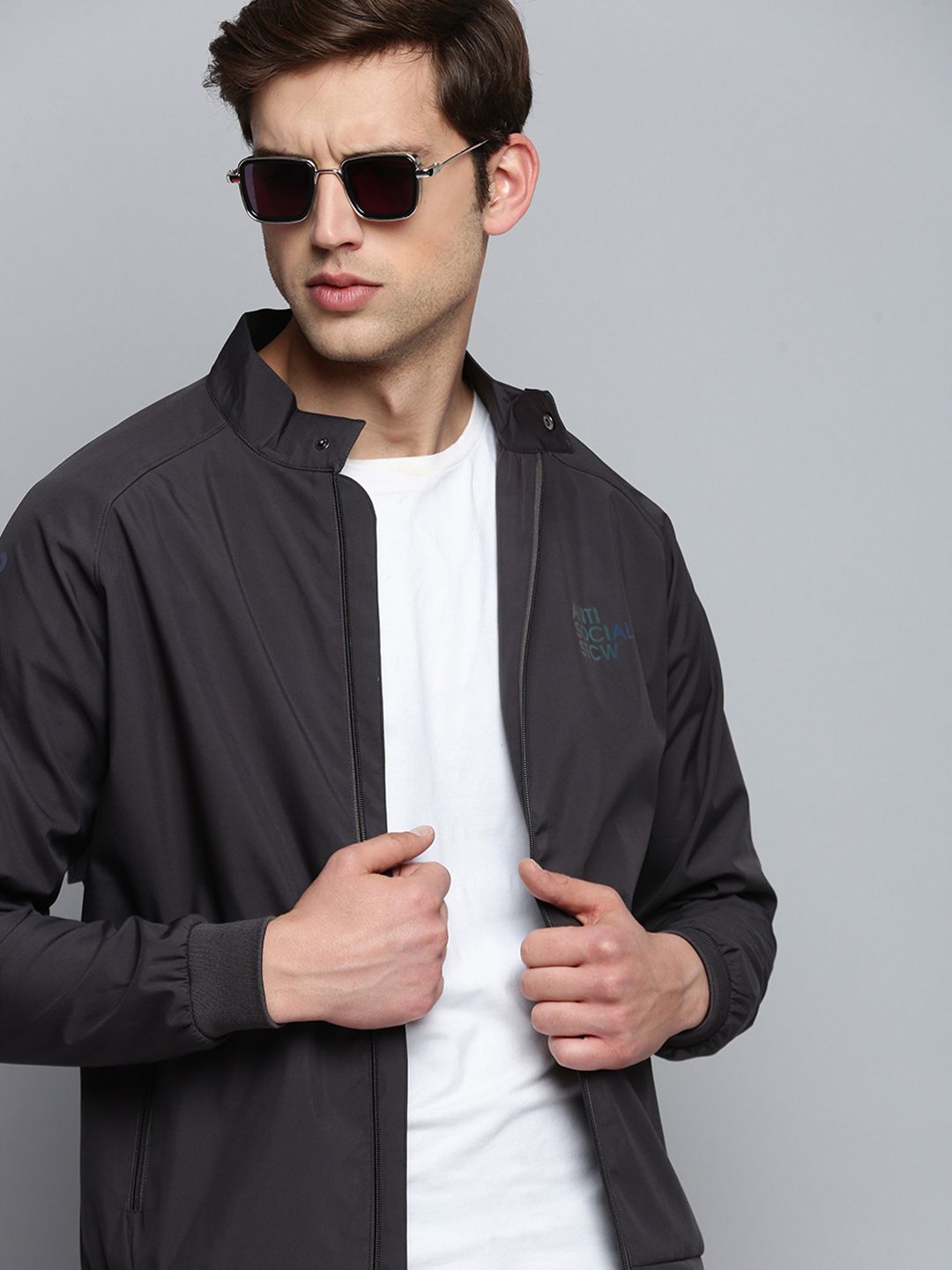 SHOWOFFFF Men Brand Logo Water Resistant Bomber Jacket