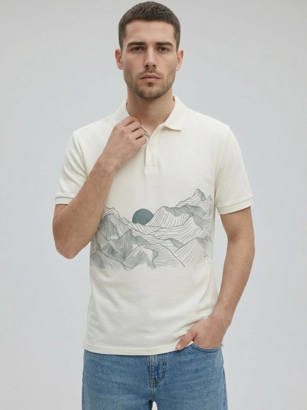 SZN Men Printed Polo Collar T-shirt