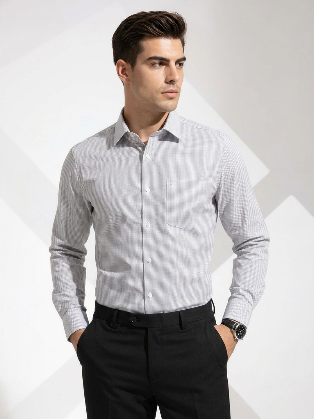 INVICTUS Slim Fit Micro Ditsy Printed Pure Cotton Formal Shirt