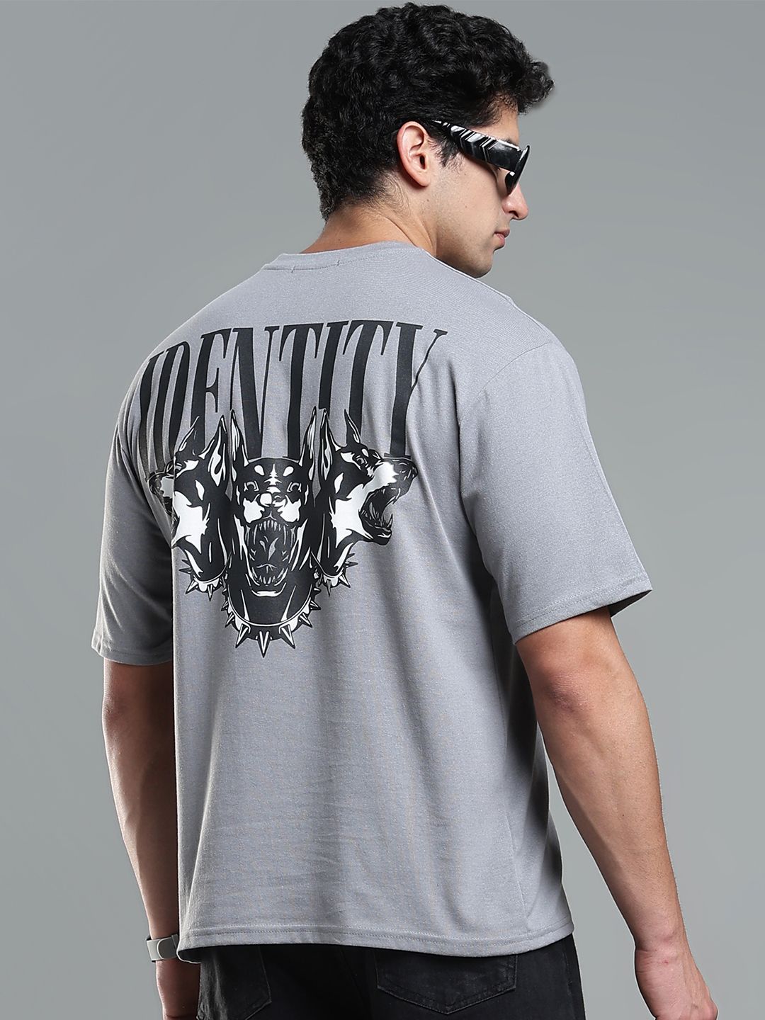 LEWEL Men Graphic Printed Round Neck Cotton Oversized T-shirt