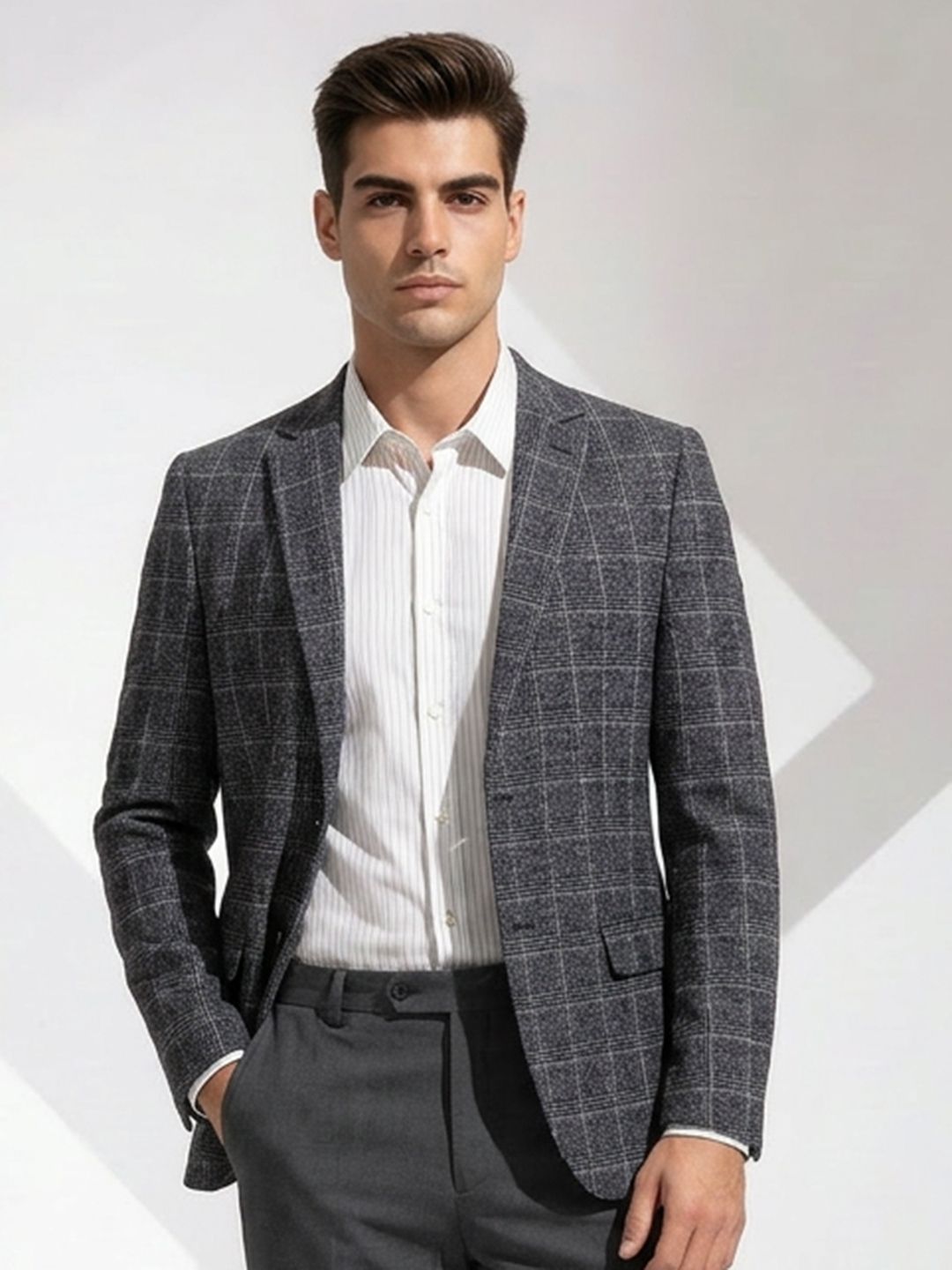 INVICTUS INVICTUS Checked Single Breasted Blazer