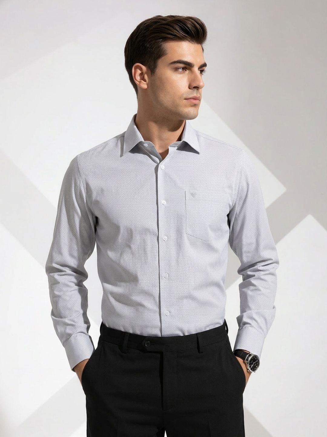 INVICTUS Self Design Slim Fit Pure Cotton Formal Shirt