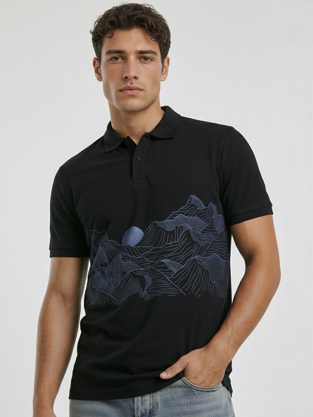 SZN Men Printed Polo Collar T-shirt