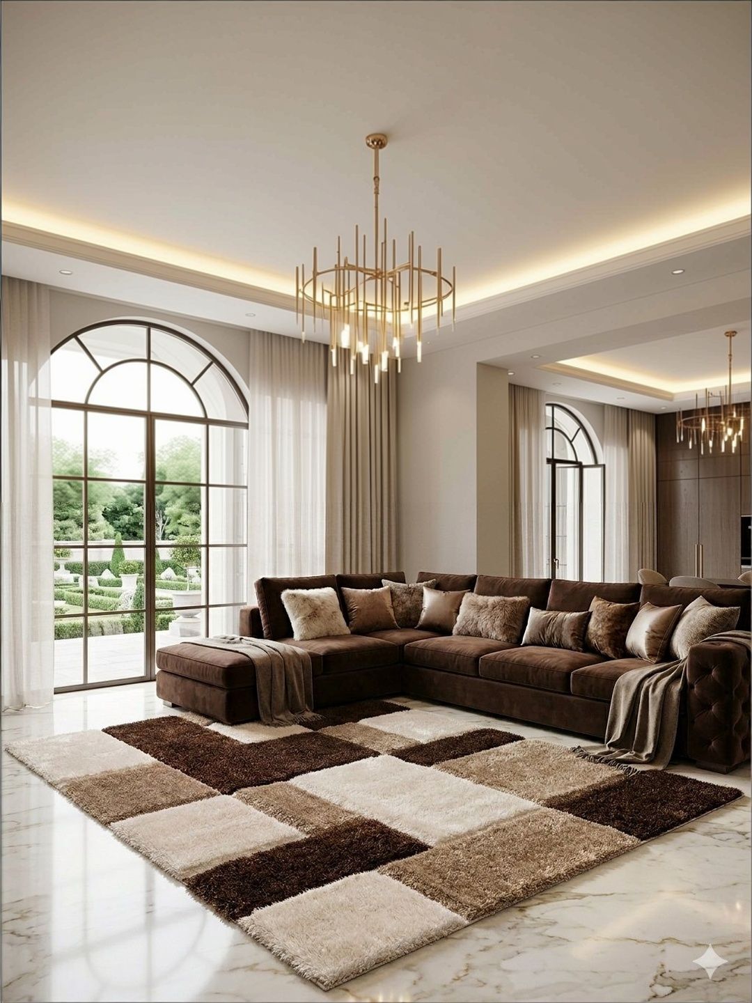 KAYNAT CARPET KAYNAT CARPET Brown Geometric Anti-Skid Polyester Carpet