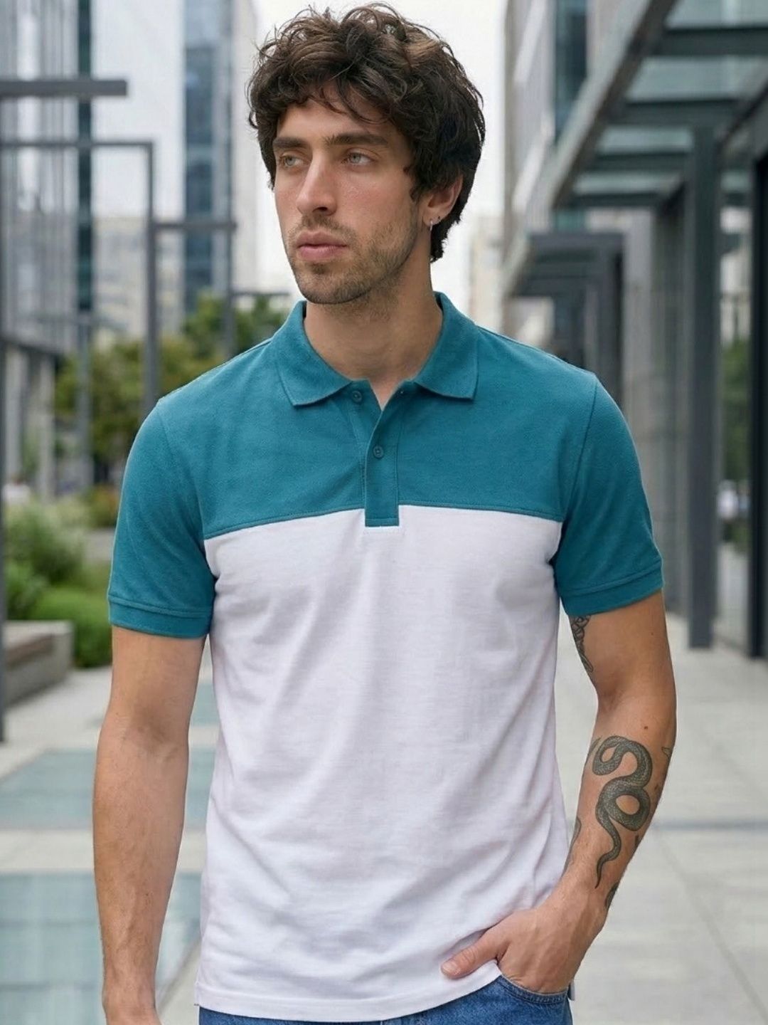 SZN Men Colourblocked Polo Collar T-shirt