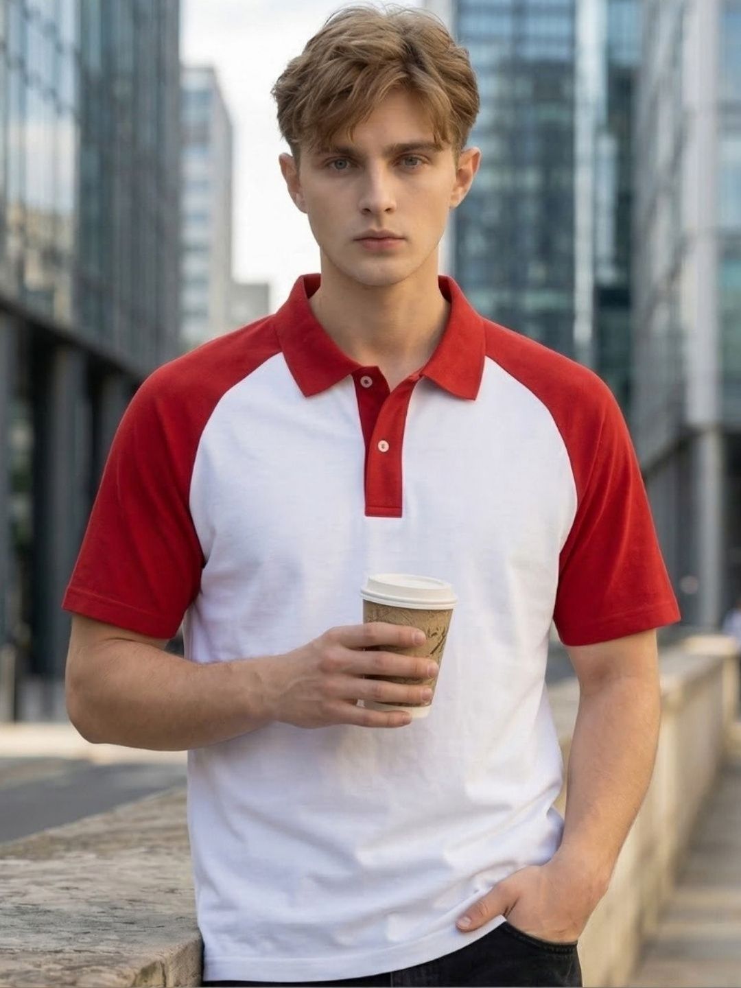 SZN Men Colourblocked Polo Collar T-shirt