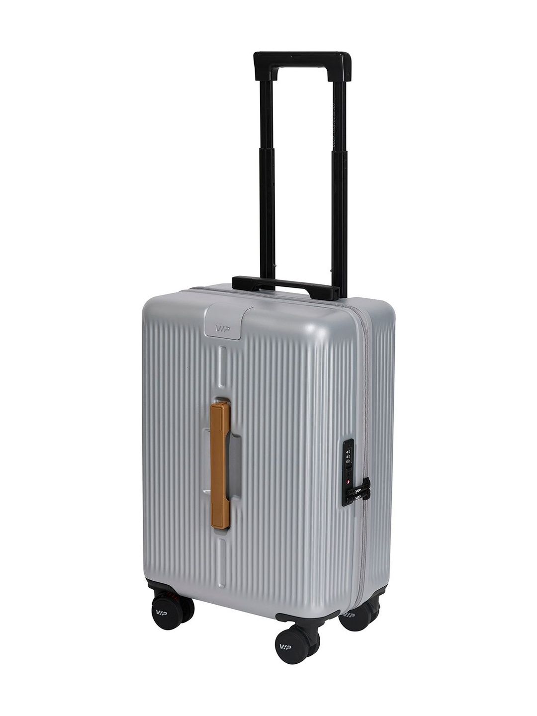 VIP VIP Unisex Pod Silver Small Hard Luggage 55.5cm Cabin Trolley Bag with Flushed TSA Lock