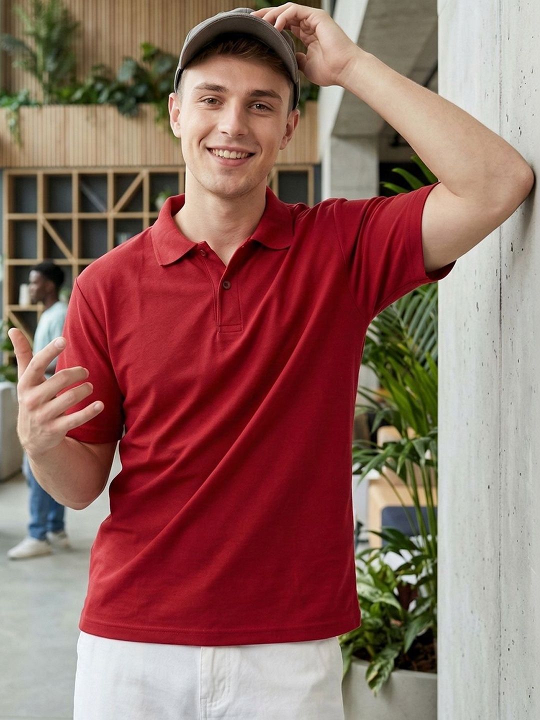 HERE&NOW Men Polo Collar T-shirt
