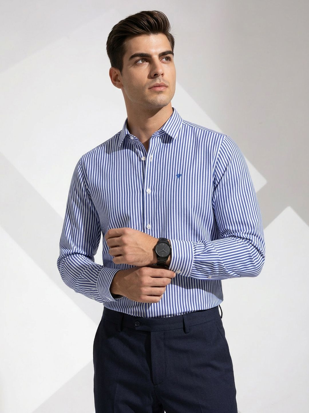 INVICTUS Premium Slim Fit Vertical Striped Pure Cotton Formal Shirt