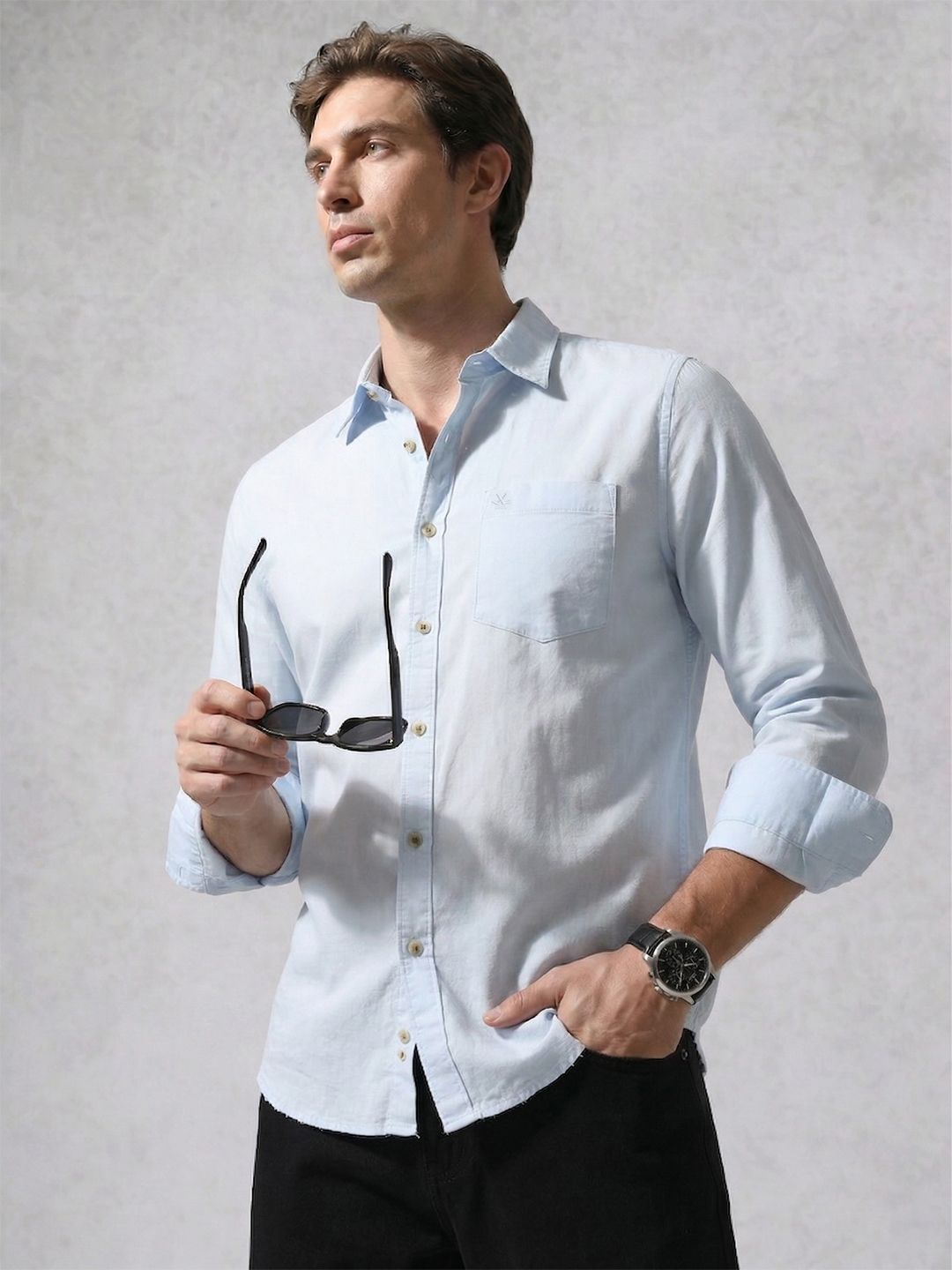 WROGN Men Slim Fit Cotton Casual Shirt