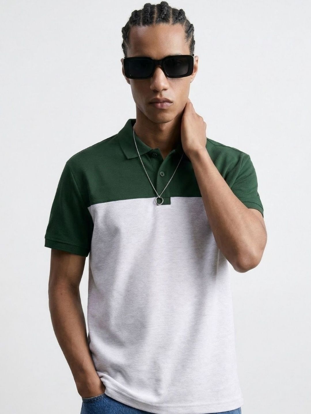 SZN Men Colourblocked Polo Collar T-shirt