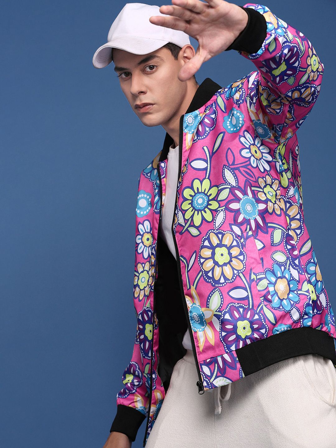 SHOWOFFFF Men Floral Windcheater Bomber Jacket