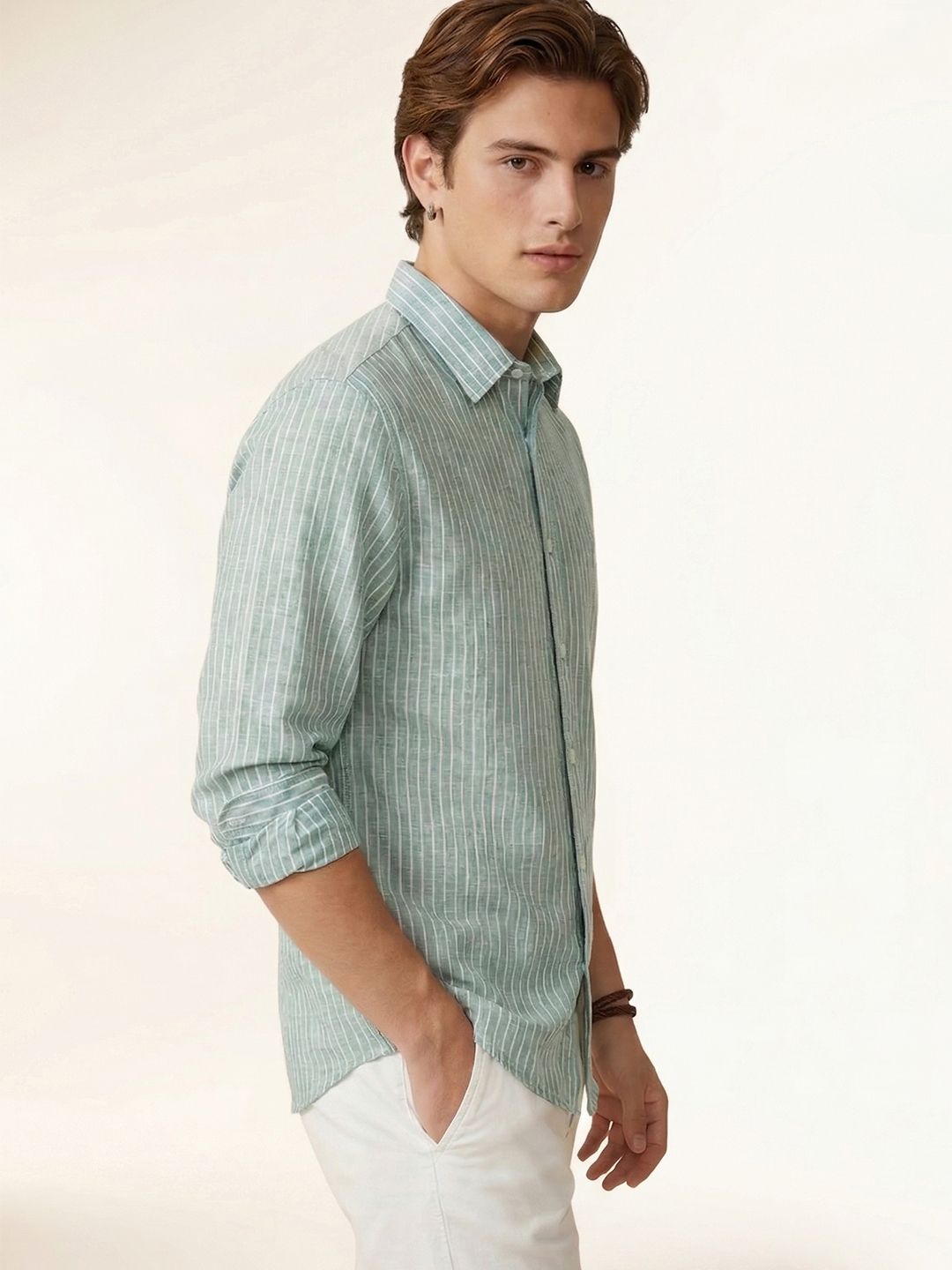 Nautica Slim Fit Vertical Striped Pure Cotton Casual Shirt