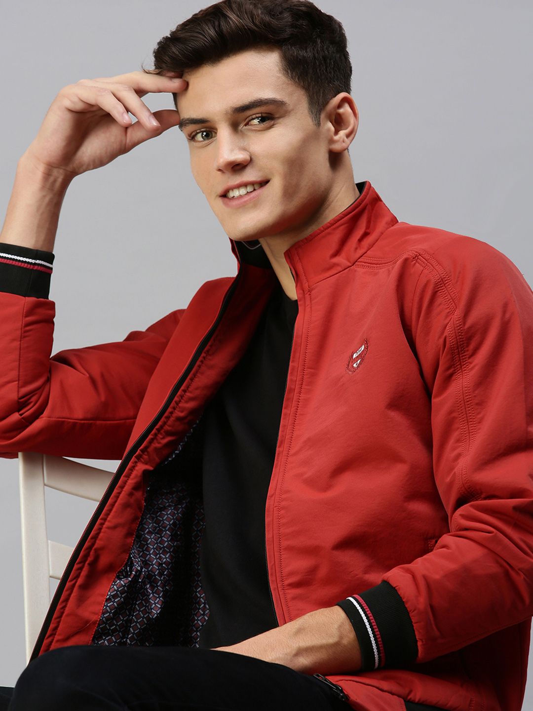SHOWOFFFF Men Brand Logo Lightweight Bomber with Embroidered Jacket