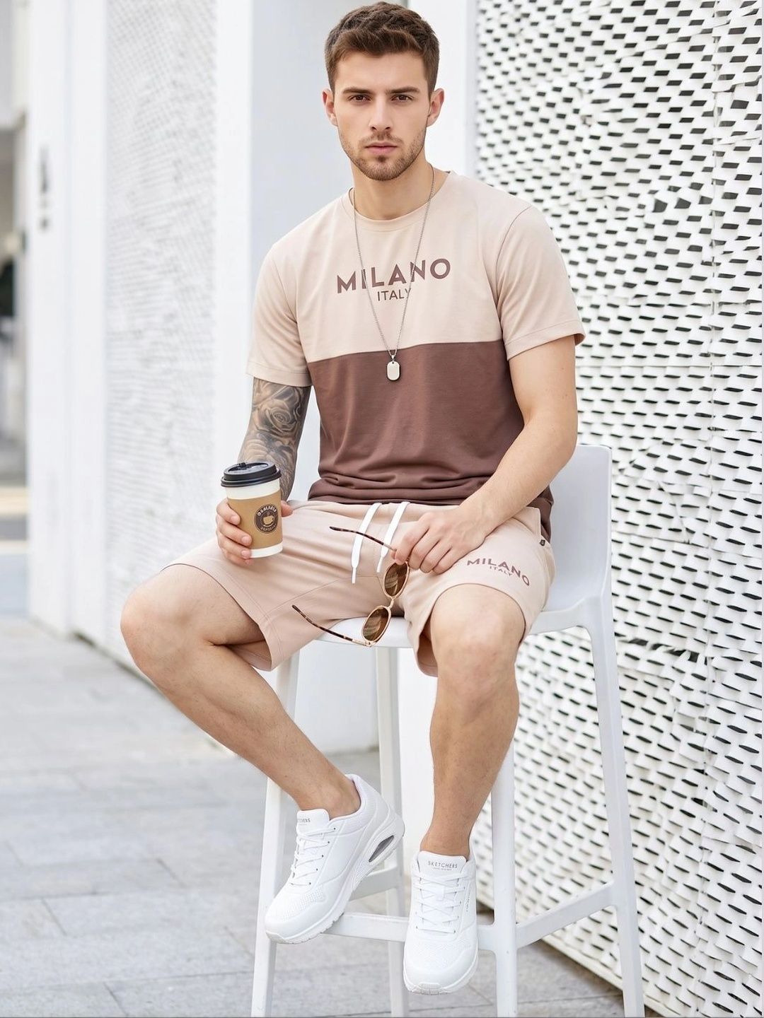 WEET Men Pure Cotton Colourblocked T-Shirt & Shorts Night Suit