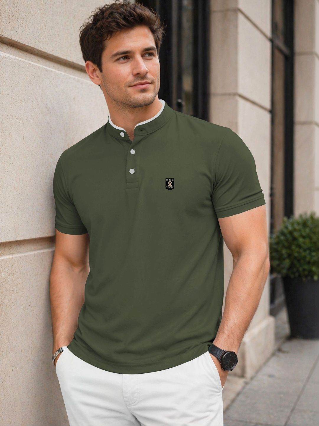 VeBNoR Men Polo Collar T-shirt