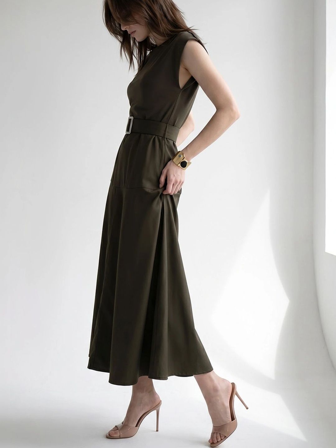 global desi green maxi dress Navy Blue Women Dresses Fabric_Polyester