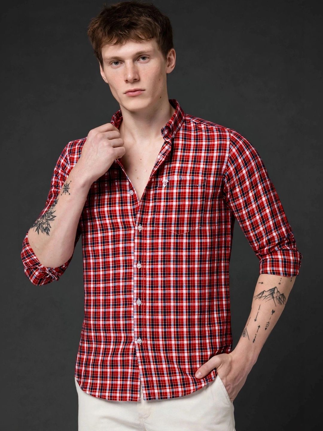 JHON TERRAIN Men Tartan Checks Checked Casual Shirt