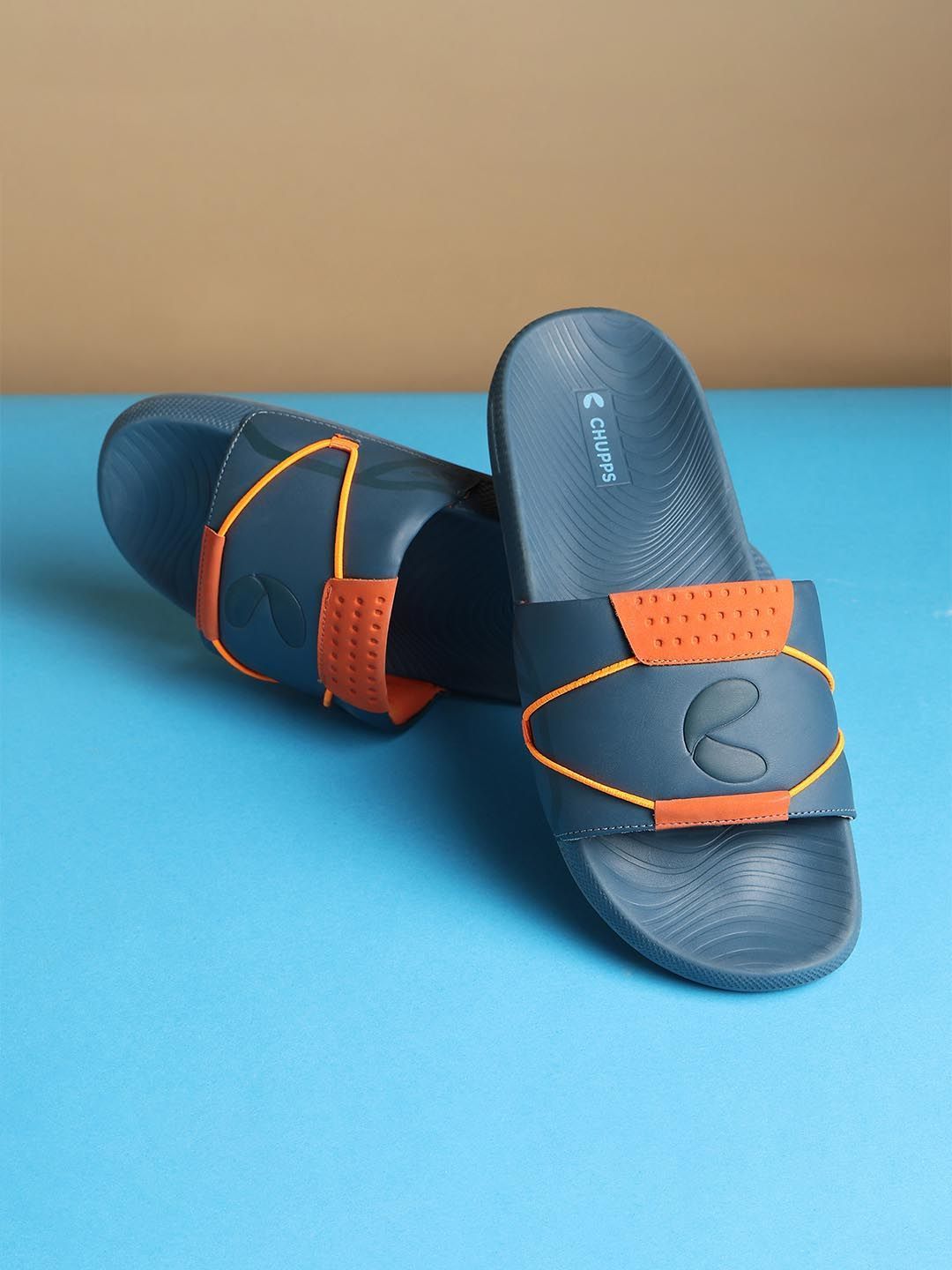 CHUPPS Men Blue Orange Magnum Orthopedic Sliders
