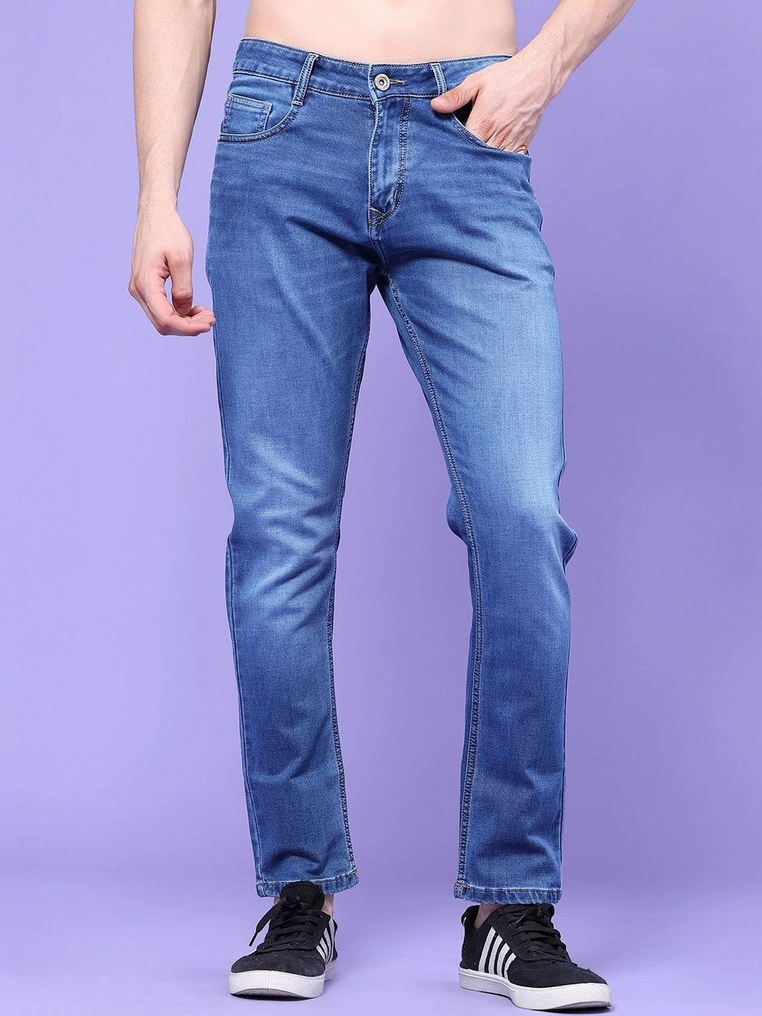 V-Mart Men Regular Fit Mid-Rise Low Distress Jeans