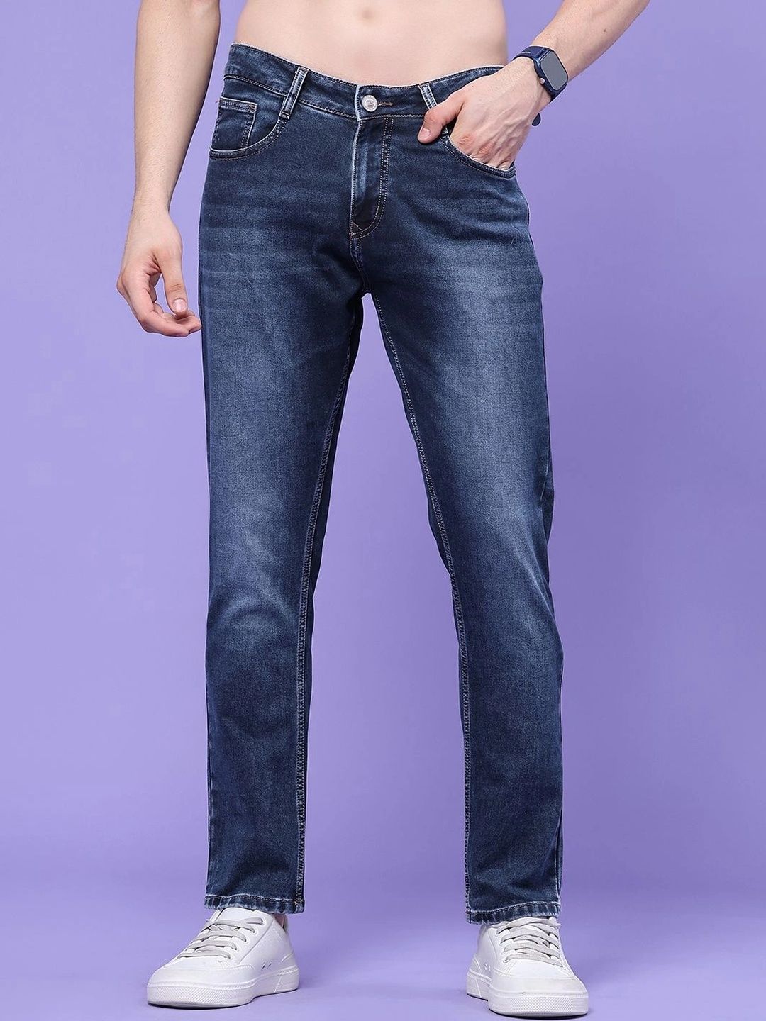 V-Mart Men Regular Fit Mid-Rise Low Distress Jeans