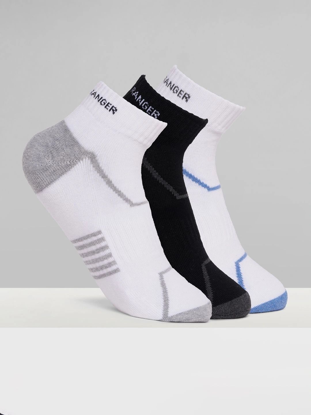 Urban Ranger by pantaloons Men Pack of 3 Cotton Blend Assorted Patterned Ankle Length Socks