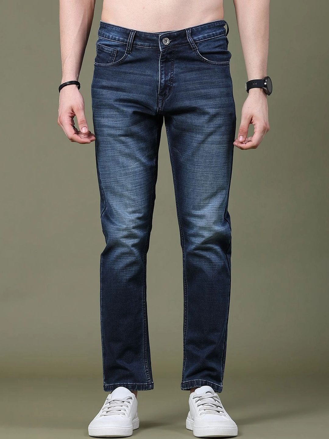 V-Mart Men Regular Fit Mid-Rise Low Distress Jeans