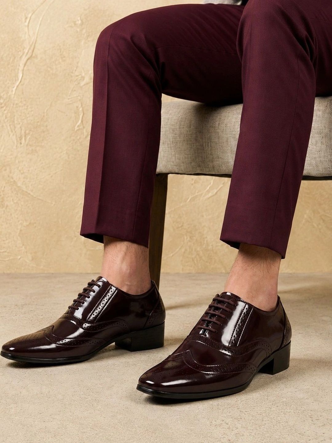 Bxxy Men Perforated Elevator Heeled Formal Brogues