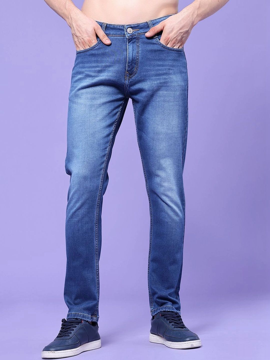 V-Mart Men Regular Fit Mid-Rise Low Distress Jeans