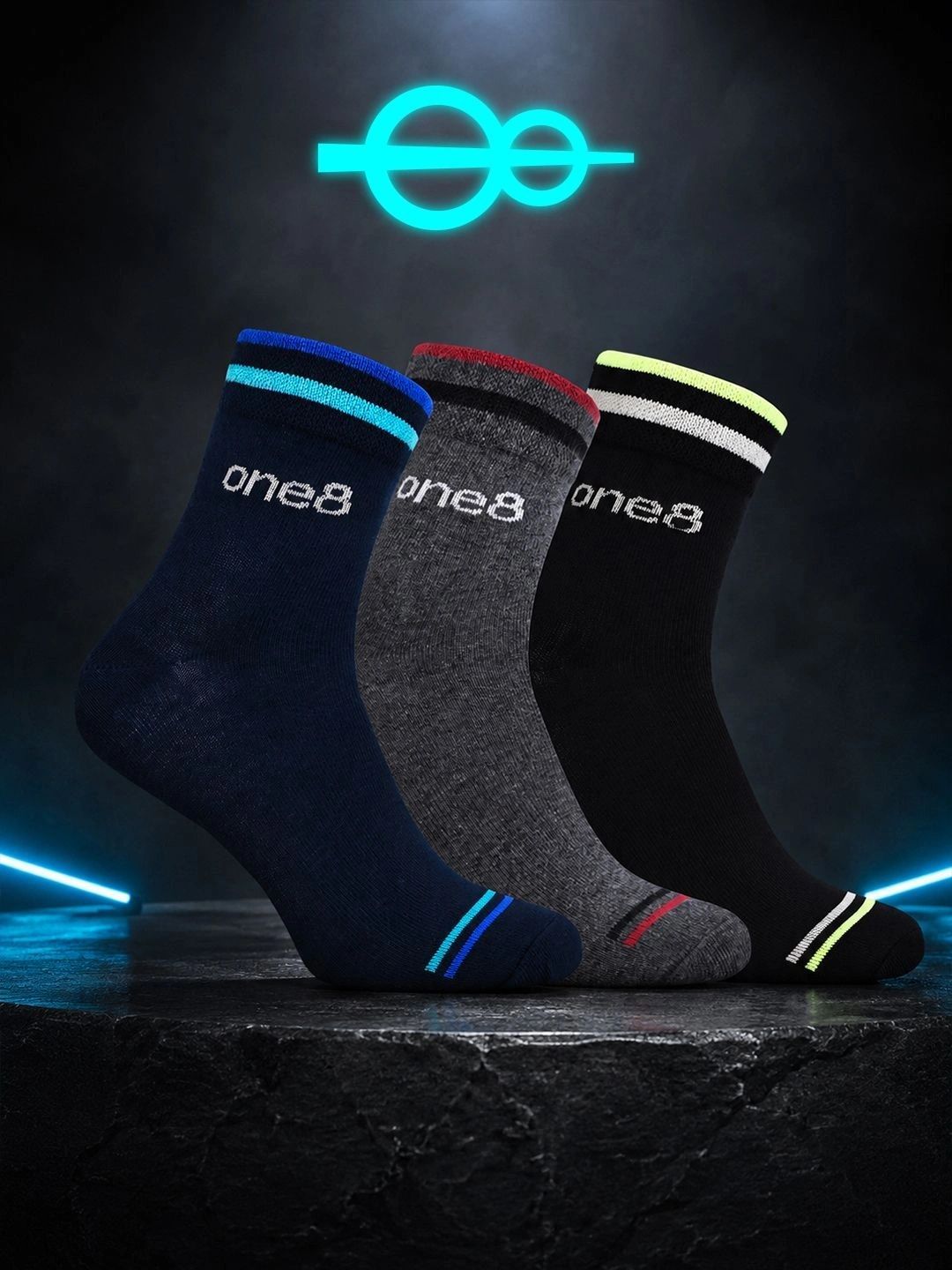 One8 Men Pack of 3 Ankle Length Socks Anti-Odour & Antibacterial Breathable