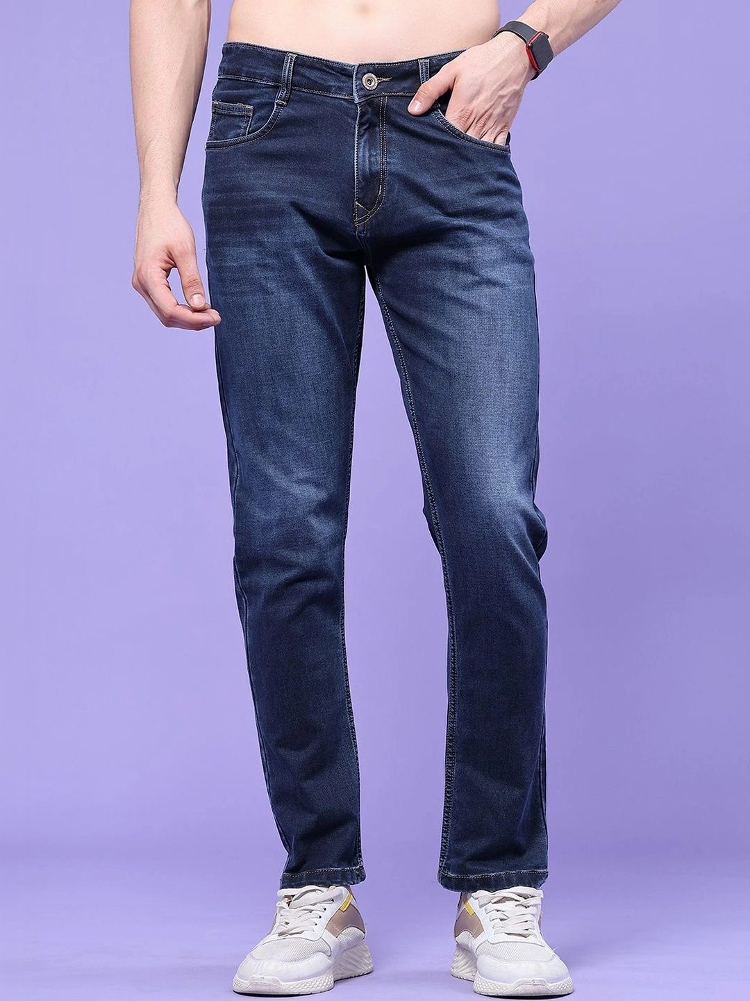 V-Mart Men Regular Fit Mid-Rise Low Distress Jeans