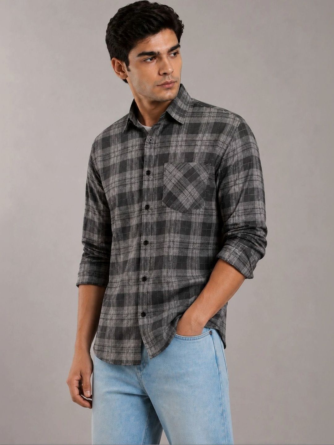 HERE&NOW Men Comfort Tartan Checks Checked Casual Shirt