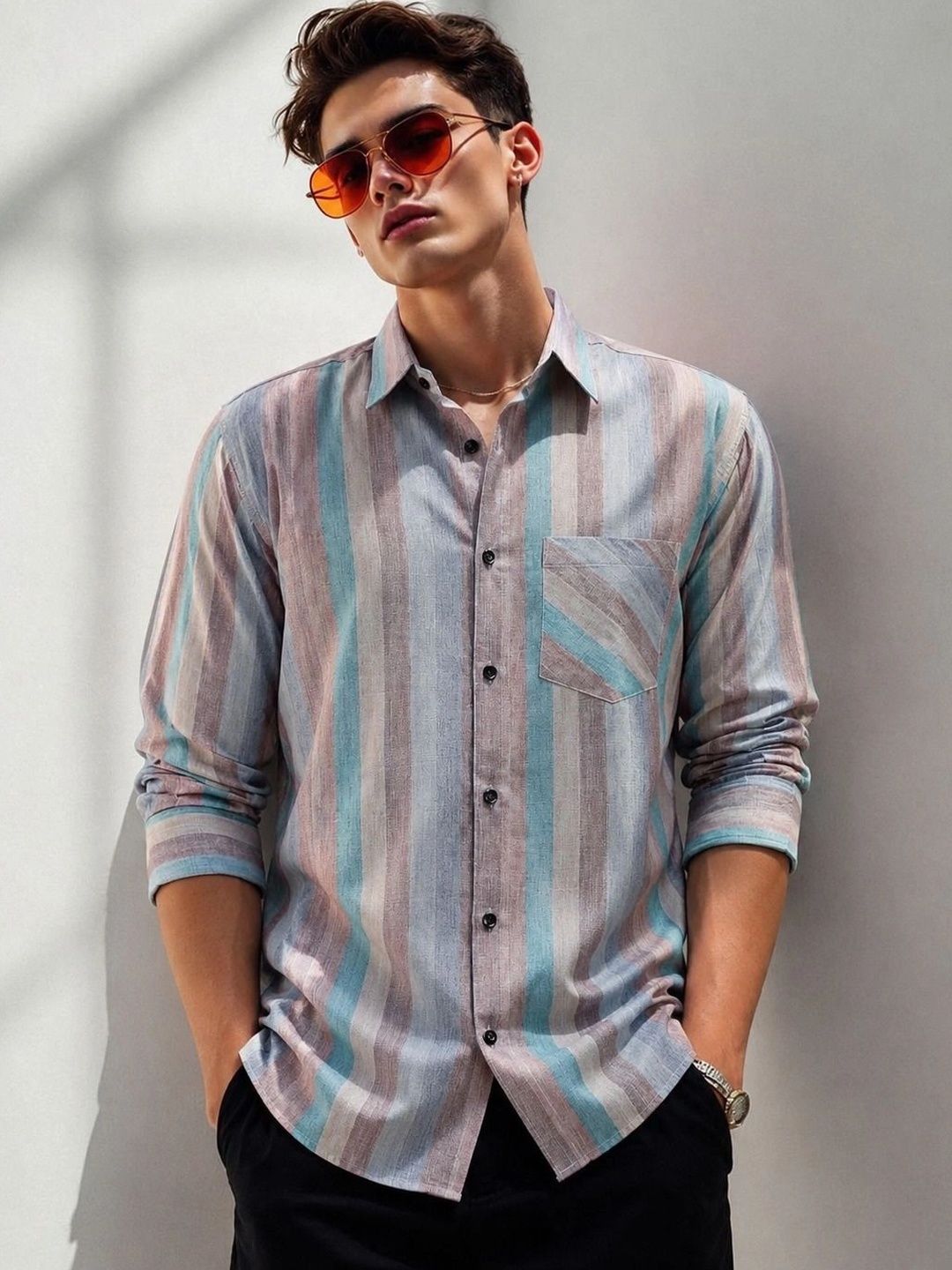 HERE&NOW Men Comfort Striped Casual Shirt