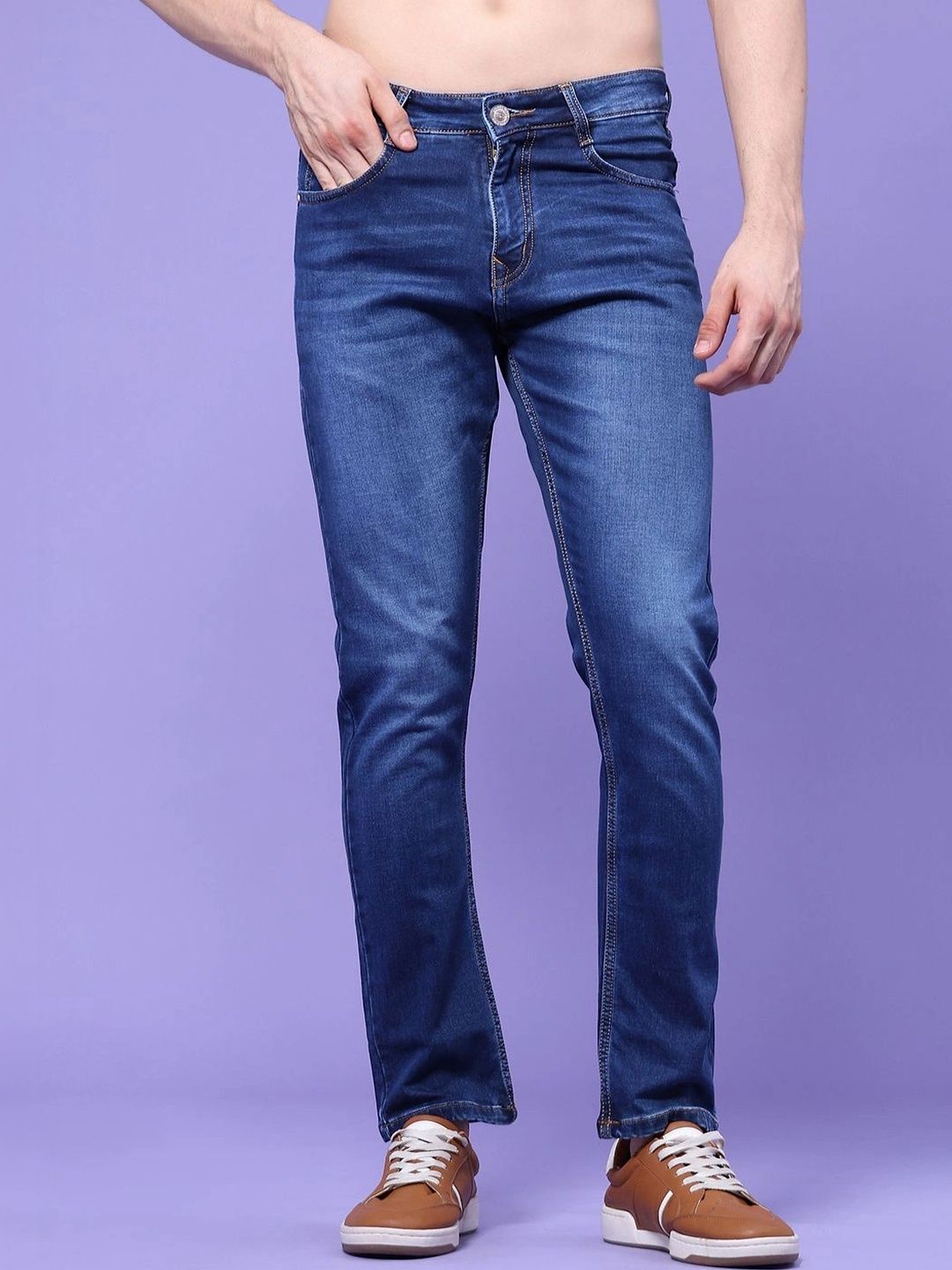 V-Mart Men Regular Fit Mid-Rise Low Distress Jeans