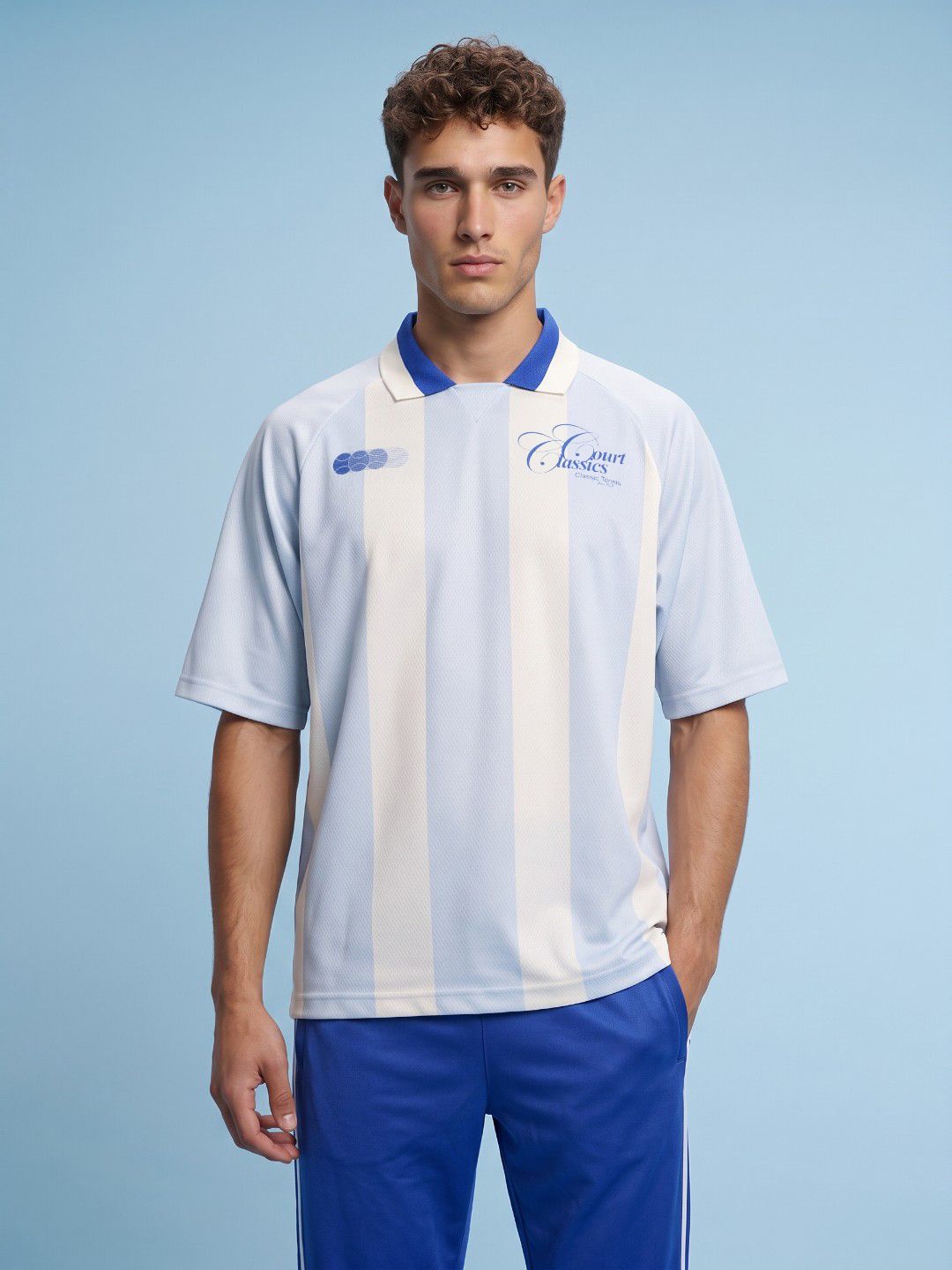 SPORT STREET by glitchez Striped Polo Collar Relaxed Fit T-shirt