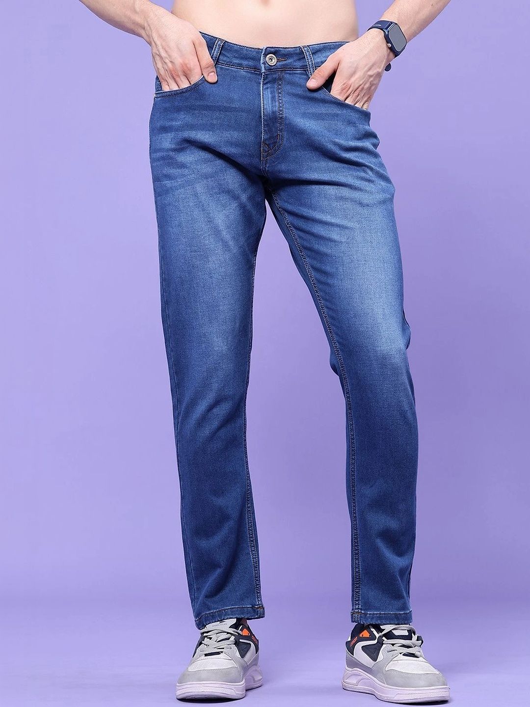 V-Mart Men Regular Fit Mid-Rise Low Distress Jeans