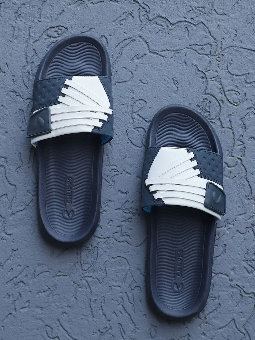 CHUPPS Men Navy Cross Powergrip Orthopedic Sliders