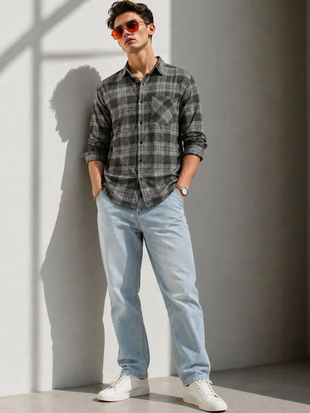 HERE&NOW Men Comfort Tartan Checks Checked Casual Shirt