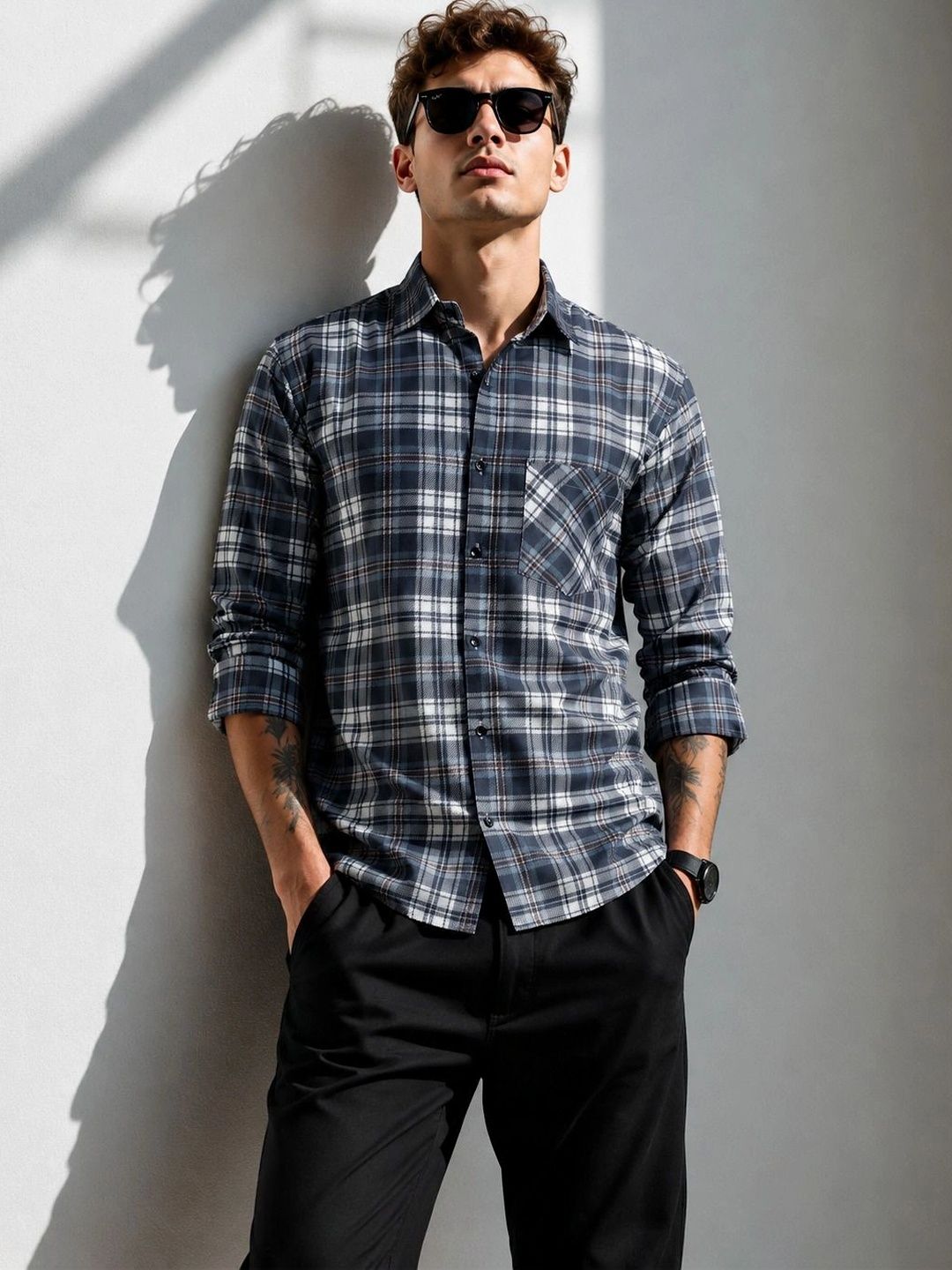 HERE&NOW Men Comfort Tartan Checks Checked Casual Shirt