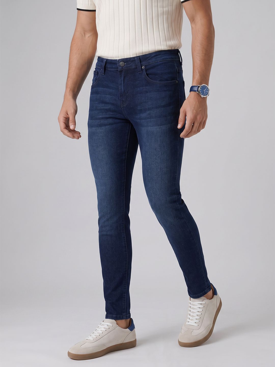 SPYKAR Men Tapered Fit Slim Fit Dark Blue Jeans