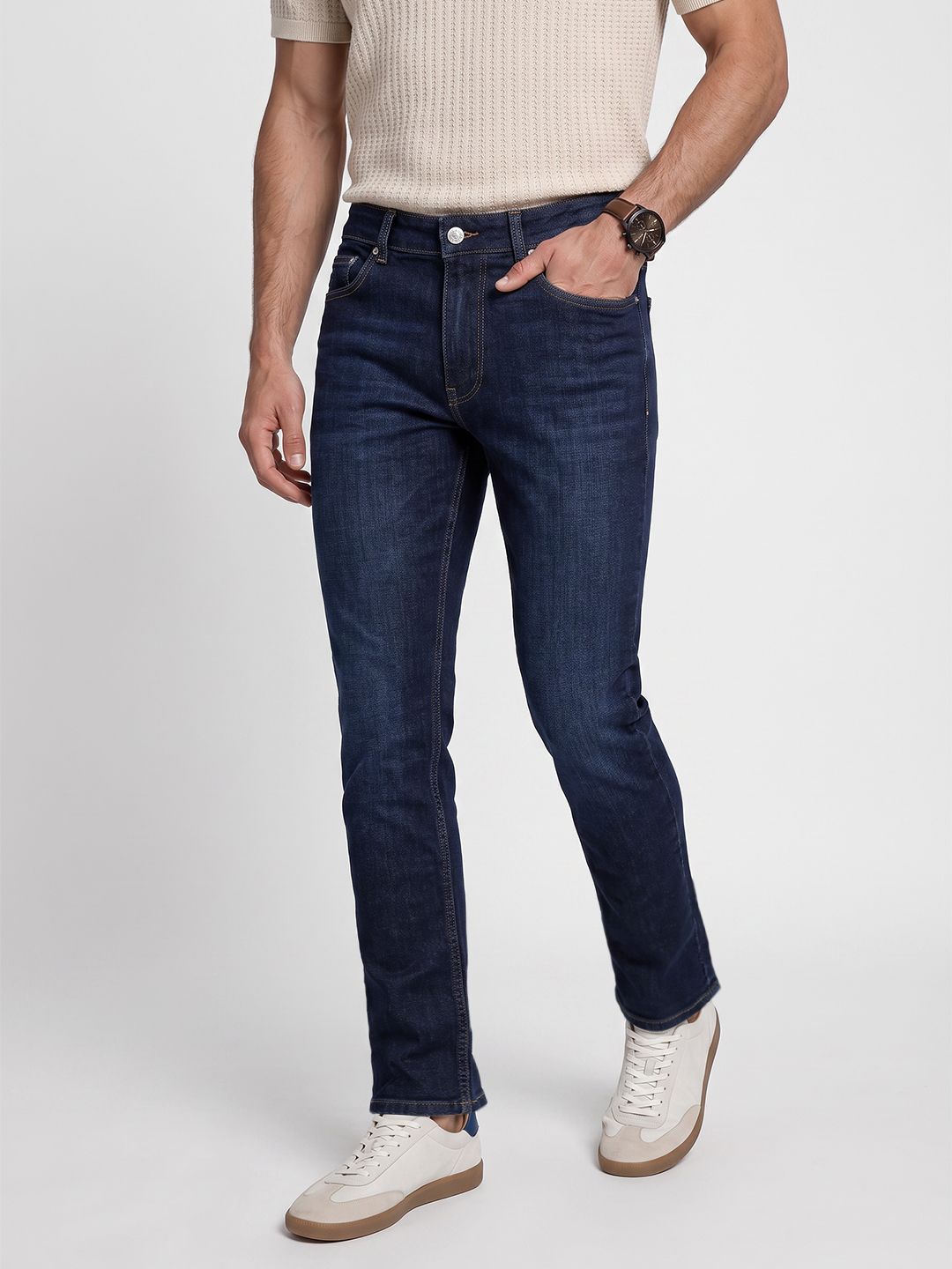 French Connection Men Slim Straight Fit Light Fade Stretchable Jeans