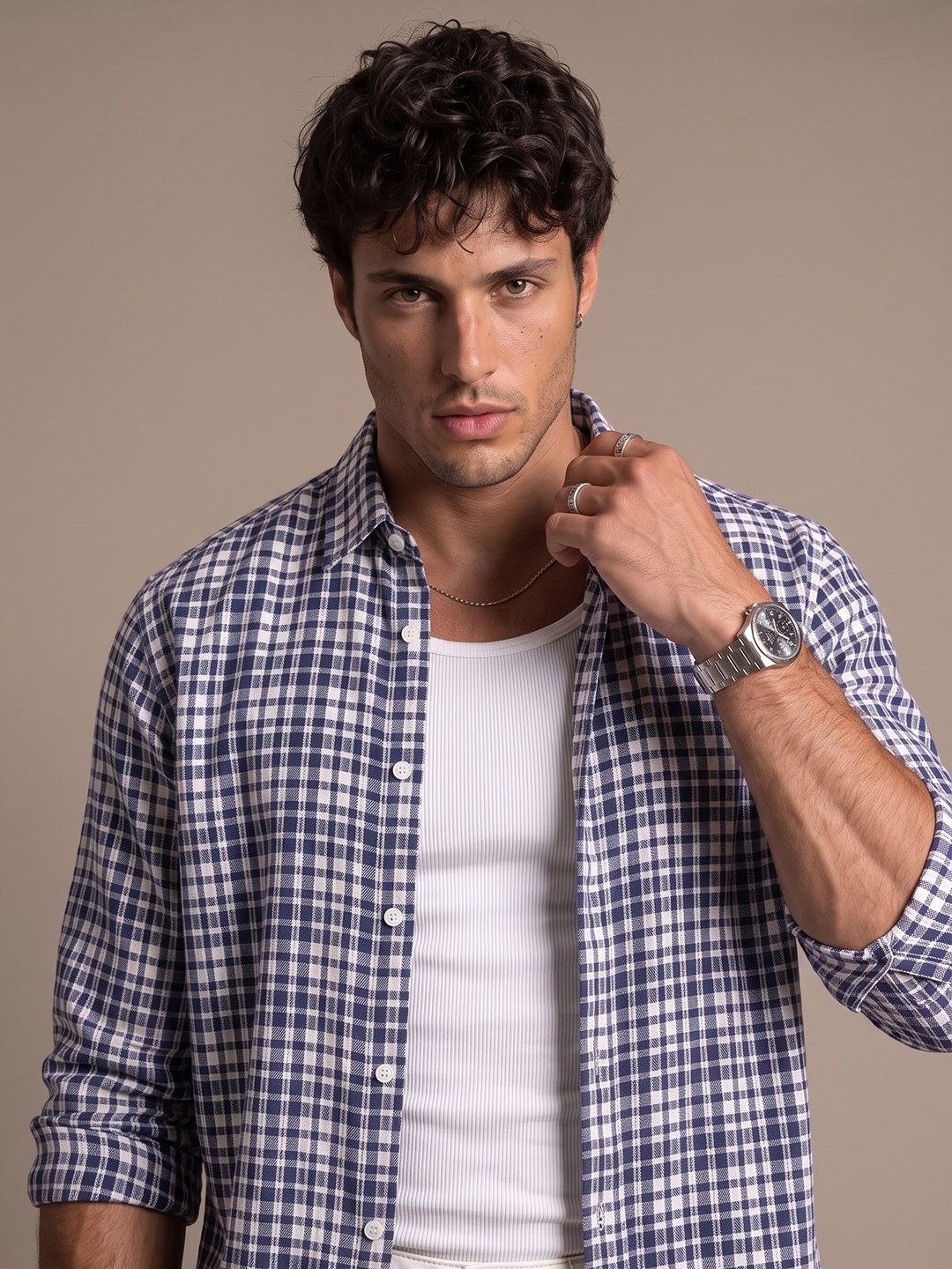glitchez Relaxed Fit Checked Casual Shirt