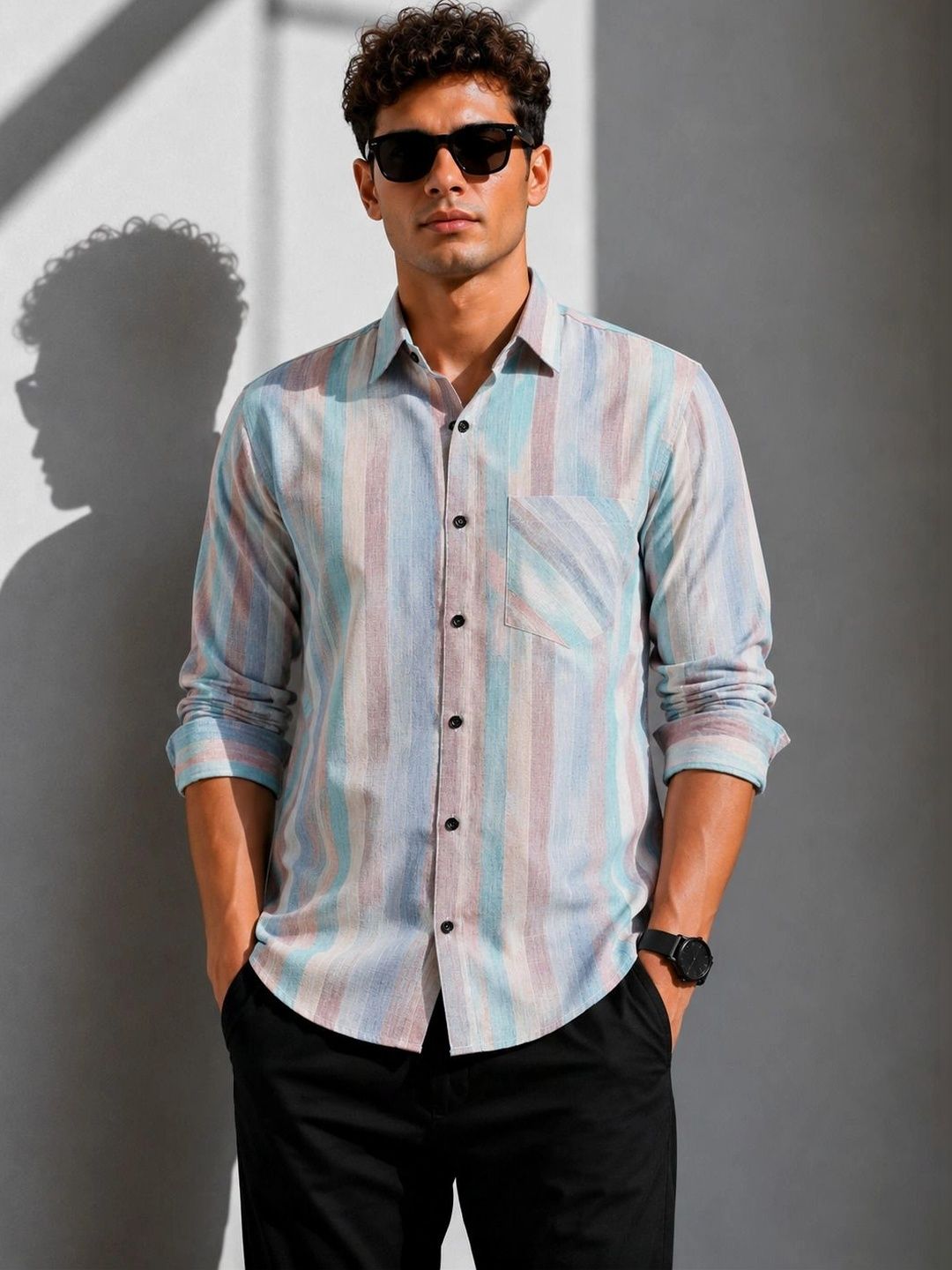 HERE&NOW Men Comfort Striped Casual Shirt