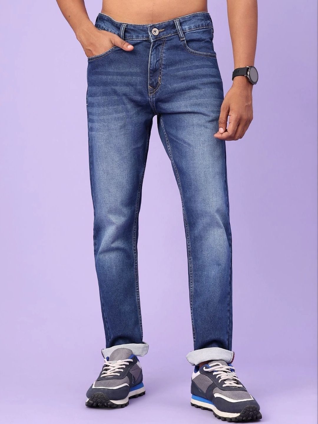 V-Mart Men Regular Fit Mid-Rise Low Distress Jeans